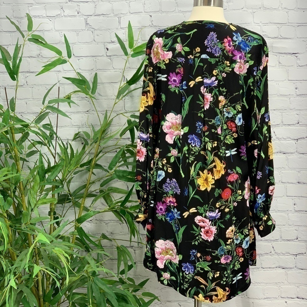 🎉H&M Black w/ Floral Pattern Long Sleeve Dress - Picture 3 of 7